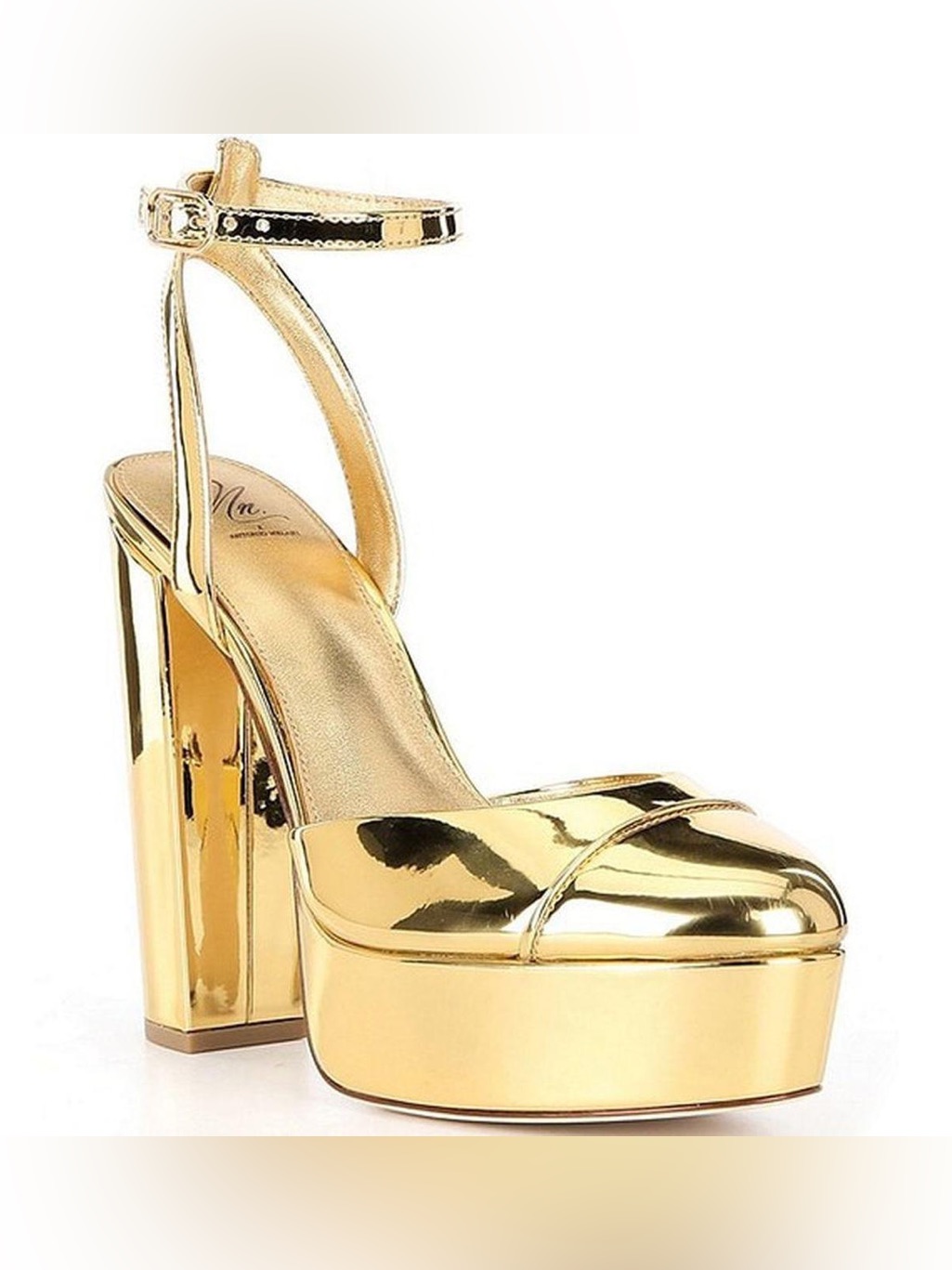 Antonio Melani And The Nat Note Pia Gold Mirror Metallic Platform Heel Pumps